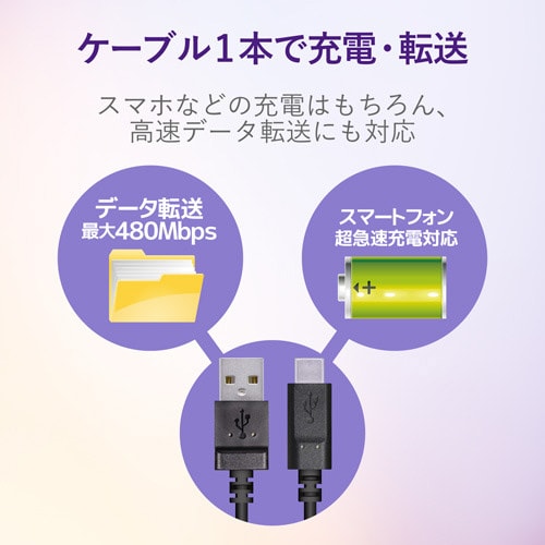 Type−Cケーブル/やわらか/2.0m/ブラック