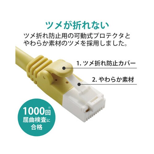 CAT6LANケーブル/2m/イエロー/簡易包装