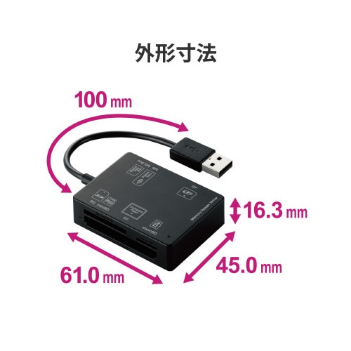 カードリーダ/SD+MS+CF+XD/ブラック