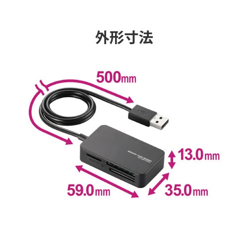 カードリーダ/SD+MS+CF対応/ブラック