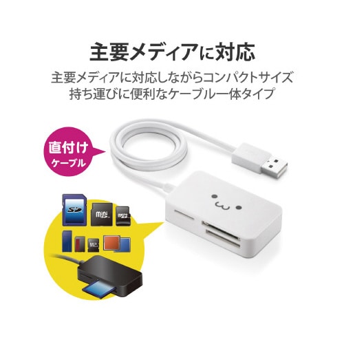 カードリーダ/SD+MS+CF対応/ホワイト顔