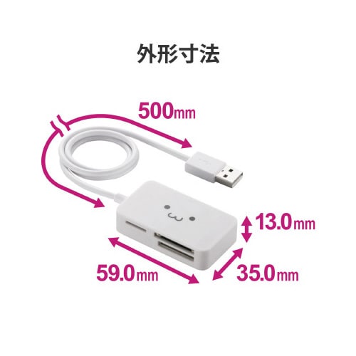 カードリーダ/SD+MS+CF対応/ホワイト顔