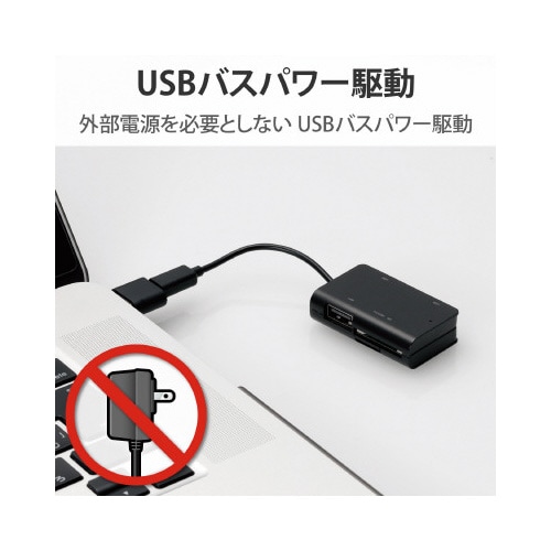 スマホタブレット用カードリーダ/USBポート付