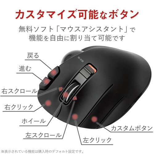 左手用無線トラックボールマウス 6ボタン ブラック