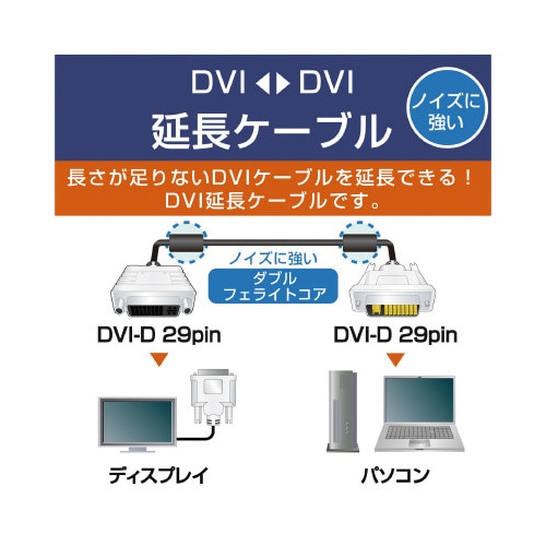 DVI延長ケーブル1m 黒