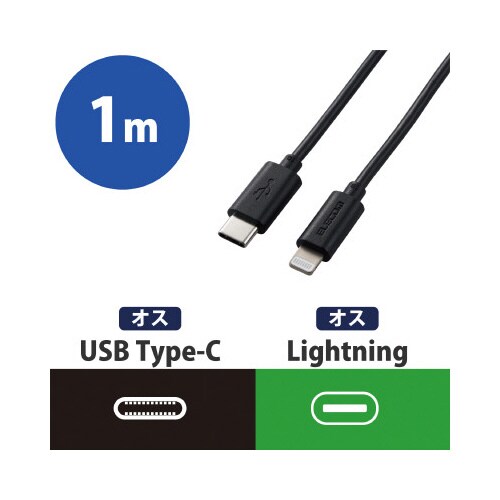 C−ライトニングケーブル 1.0m ブラック
