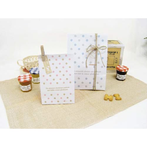 角底袋(ドット柄) ピンク S 100枚