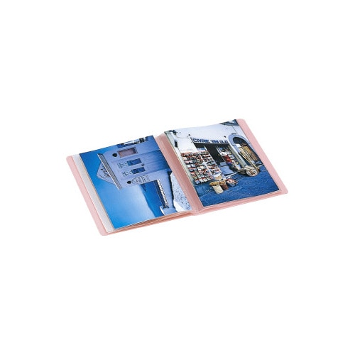 クリヤーブックキャリーミニA6縦ハガキ40枚桃