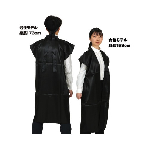 ソフトサテンロングハッピL黒ハチマキ付