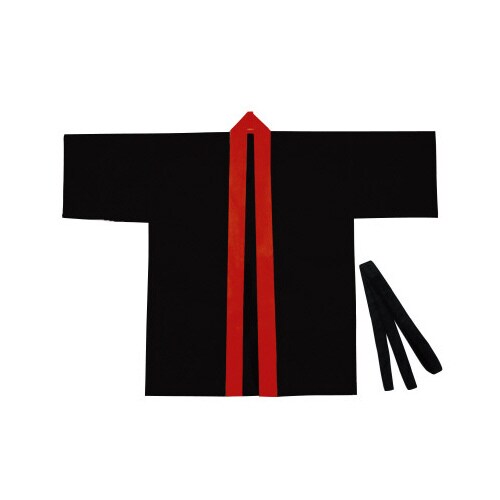 カラー不織布ハッピ 大人用 L 黒(赤襟)