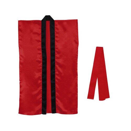 サテンロングハッピ 赤 L(ハチマキ付)