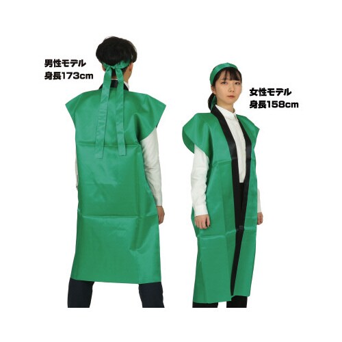 サテンロングハッピ 緑 L(ハチマキ付)