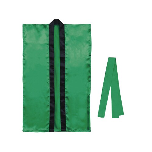 サテンロングハッピ 緑 L(ハチマキ付)