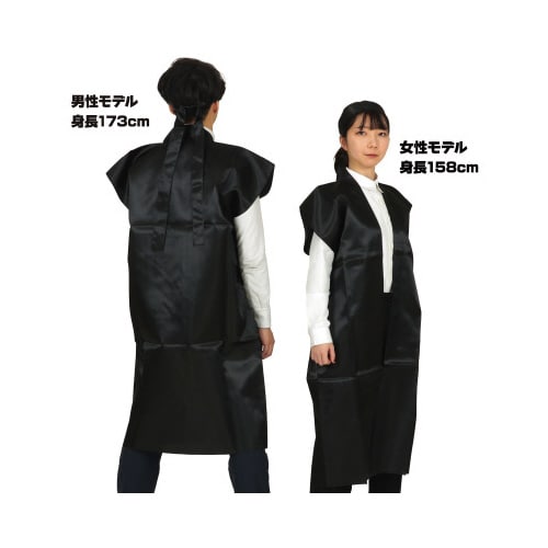 サテンロングハッピ 黒 L(ハチマキ付)