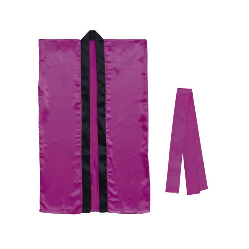 サテンロングハッピ紫L(ハチマキ付)