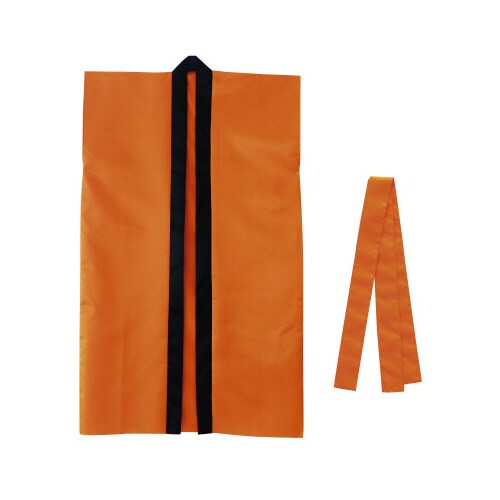 サテンロングハッピ 橙 L(ハチマキ付)