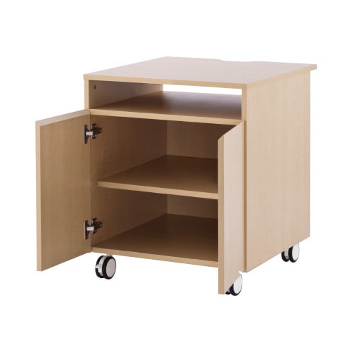 木製プリンタワゴン扉付 W600D620ナチュラル