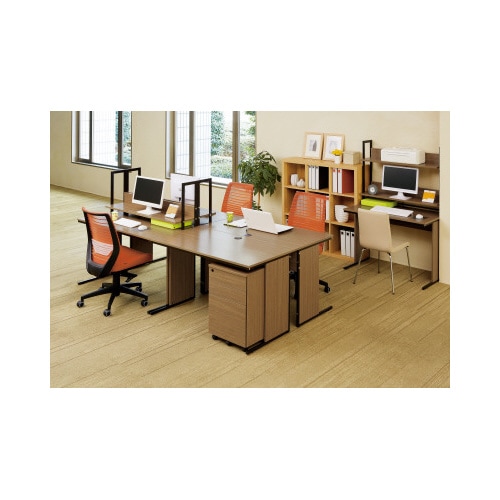 ワーキングデスク上置棚2段幅1000用ウォルナット