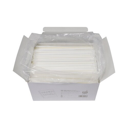 ペーパーストロー 袋入り 白 500本