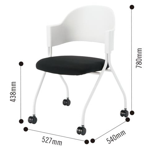 フランチェアクロスタイプ白脚背カバー無 座黒 2脚