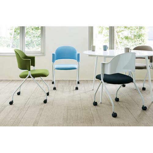 フランチェアクロスタイプ白脚背カバー無 座黒 2脚