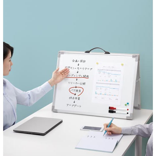 持ち運べるホワイトボード両面マグネット対応A3
