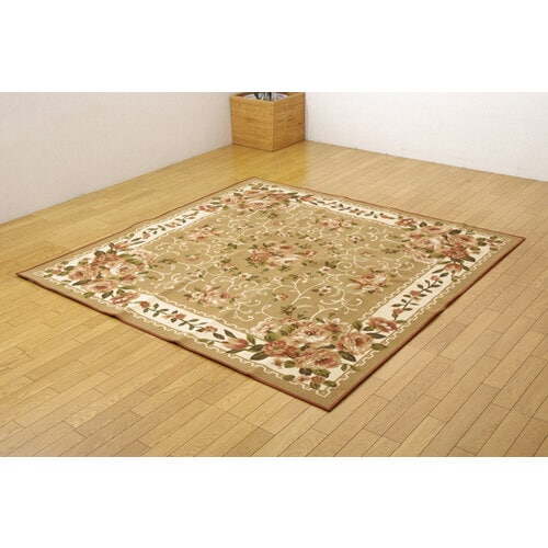 撥水キャンベル ラグ ベージュ 江戸間2畳