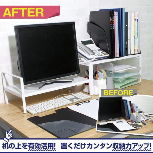 机上台 2段階高さ調整付 幅690mm ホワイト