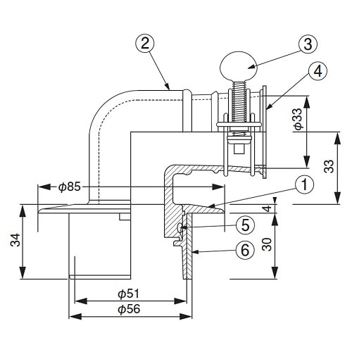 樹脂製洗濯機排水口 (50MMVP・VU兼用)