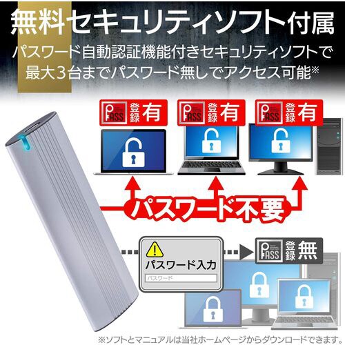 外付けSSD USB3.2 500GB シルバー