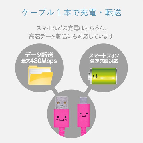 TypeCケーブル A−C 1.2m ピンク