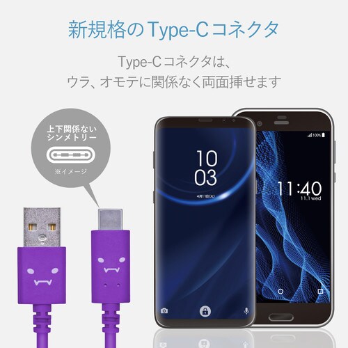 TypeCケーブル A−C 1.2m パープル
