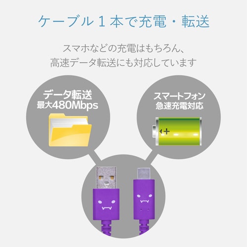TypeCケーブル A−C 1.2m パープル