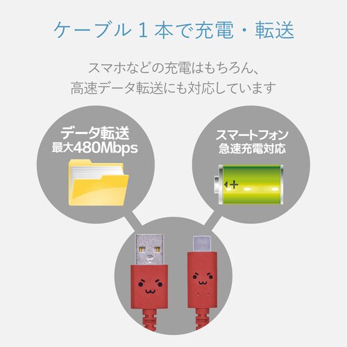 TypeCケーブル A−C 1.2m レッド