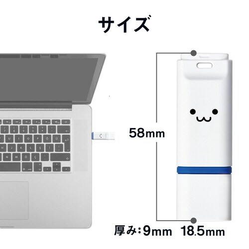 キャップ式USBメモリ 32GB ホワイトフェイス