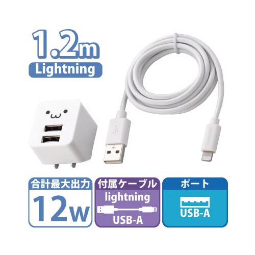 2.4A Lightningケーブル付 AC充電器