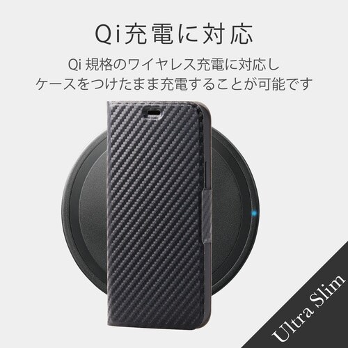 iPhone12Pro手帳ケース/カーボン調