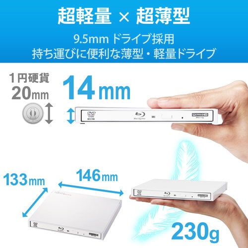 ブルーレイディスクドライブ/書込ソフト付/ホワイト
