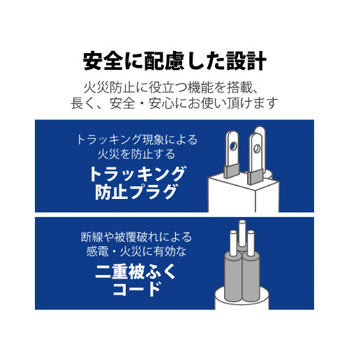 エレコム ８個口３ピン抜け止めタップ 雷サージ防止｜カウネット