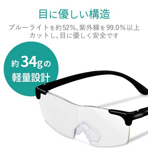 ハンズフリールーペ クリアレンズ1.8倍 ブラック