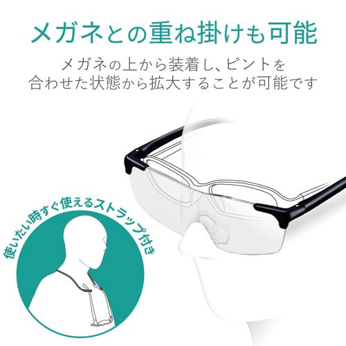 ハンズフリールーペ クリアレンズ1.8倍 ブラック