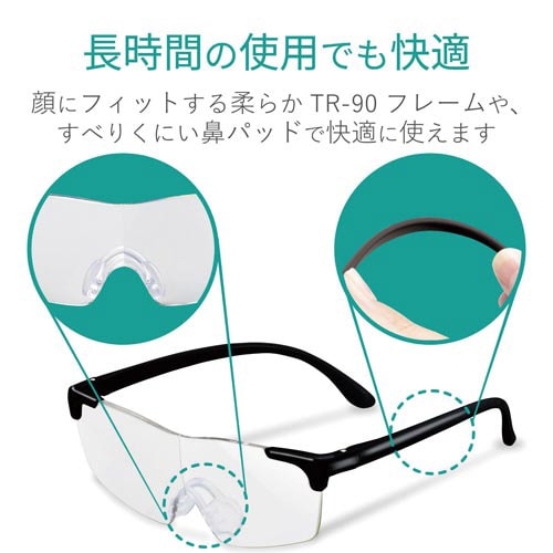 ハンズフリールーペ クリアレンズ1.8倍 ブラック