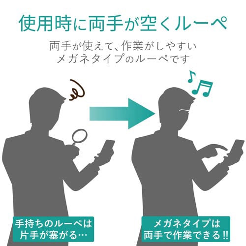 ハンズフリールーペ クリアレンズ1.8倍 ブラック