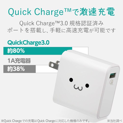 AC充電器/QC3.0/1ポート/フェイス