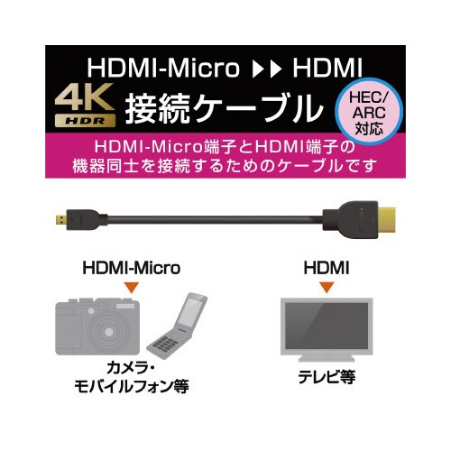 HDMIケーブル/micro/3m/ブラック