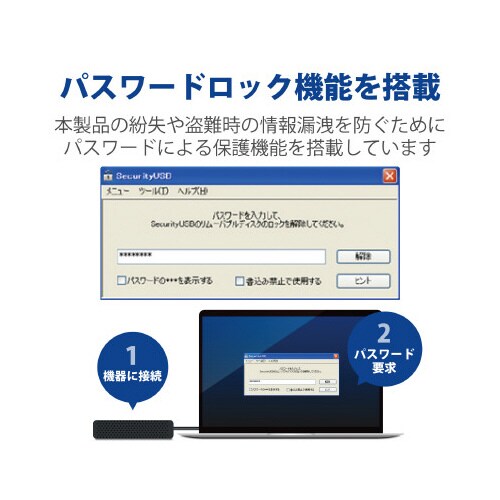 セキュリティ対策用ポータブルHDD 1TB
