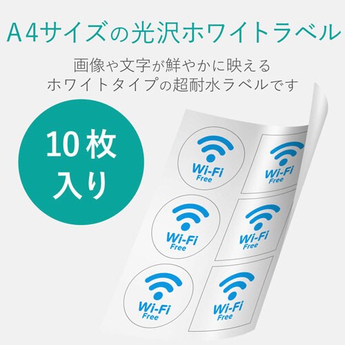 フリーカットラベル 光沢 A4 10枚 ホワイト