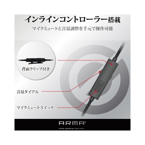 ゲーミングヘッドセット オーバーヘッド 2m BK