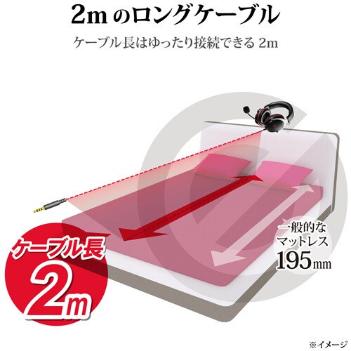 高音質ゲーミングヘッドセット 2m BK