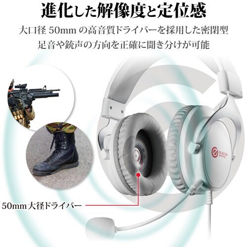 高音質ゲーミングヘッドセット 2m WH